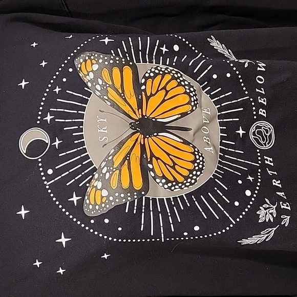 Black Sweatshirt with Yellow Butterfly Design - Picture 2 of 5